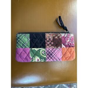 VERA BRADLEY Patchwork COSMETIC Makeup Case TWEED Coll. Green Plum Pink